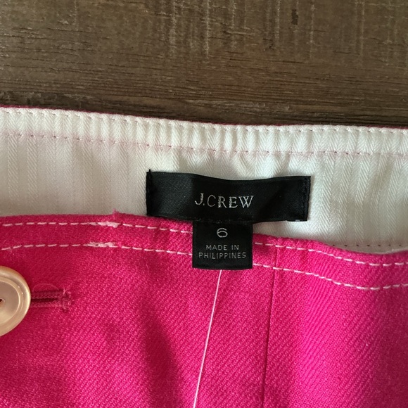 J.Crew Women’s Peyton Sailor Crop Pant Bright Pink Stretch Linen Size 6 - Picture 3 of 11